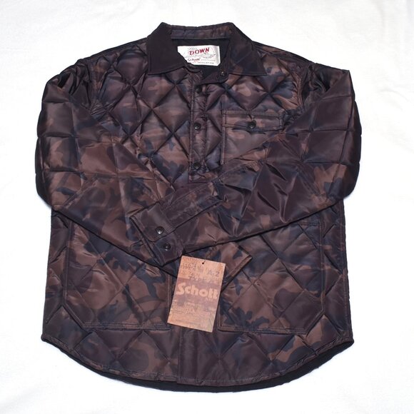 Schott Down-Filled Quilted Insulated Shirt-Jacket Camo Medium (9122D) $225 - Picture 2 of 6